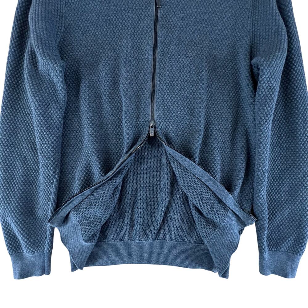 Massimo Dutti Zip Sweater Mens XL Gray Cotton Cashmere Knit Jacket Full Zip - Picture 8 of 12